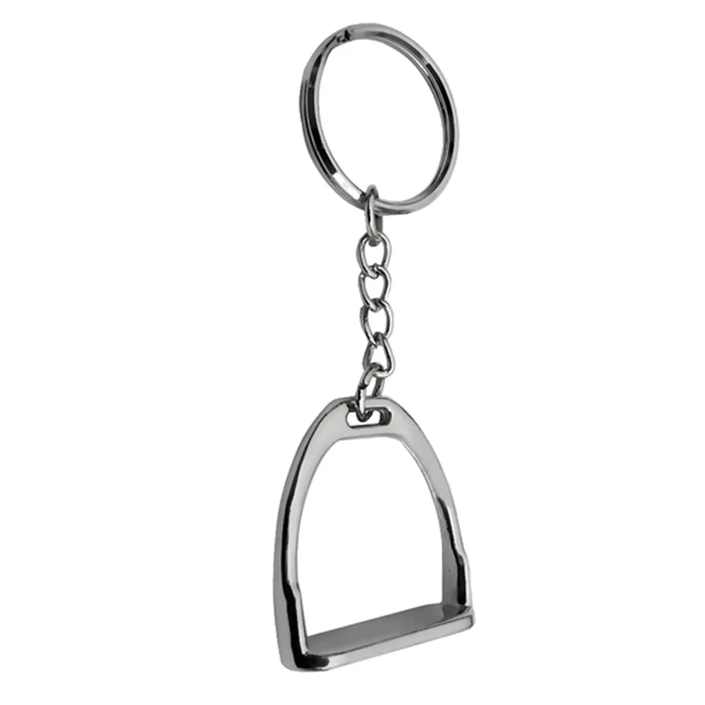 Silver Stirrup Keyring for Horse Lovers - Metal Keychain Ornament
