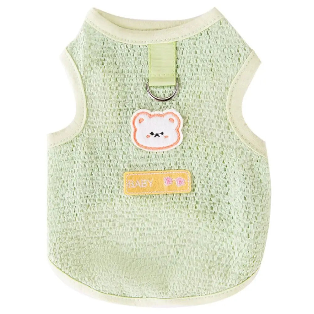 Breathable Summer Dog Tank Top with Bear Patch