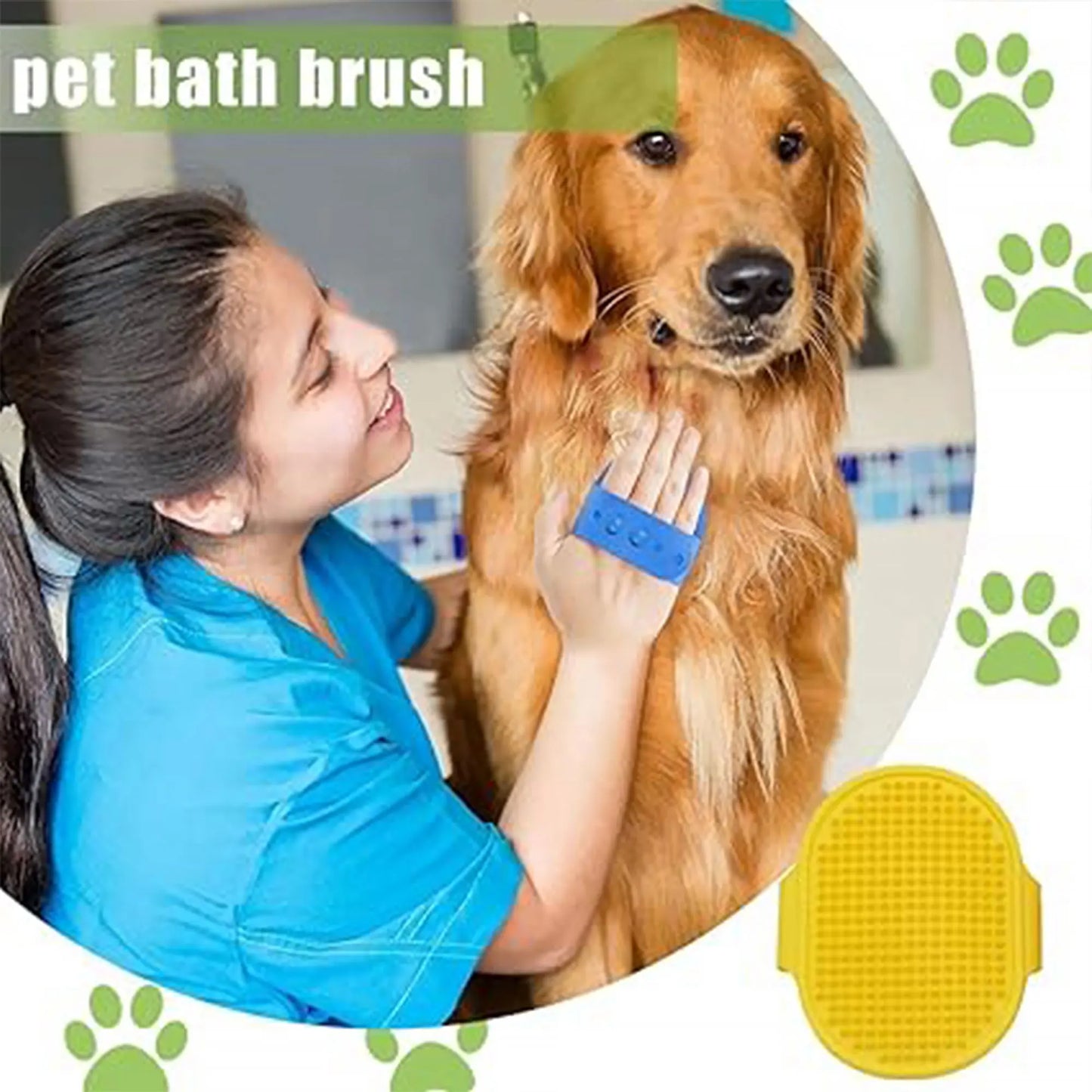 Adjustable Rubber Grooming Brush for Dogs and Cats