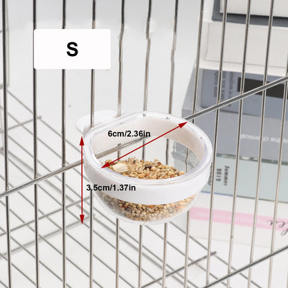 Detachable Transparent Parrot Feeding Bowl and Water Cup