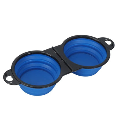 Foldable 2-in-1 Dual Bowl for Travel Dogs and Cats