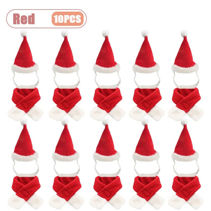 Pet Christmas Hat and Scarf Set for Cats and Small Dogs