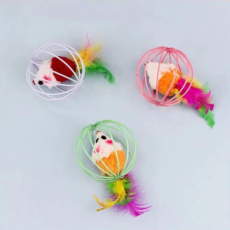Plush Colorful Mouse Toy Ball for Cats and Kittens