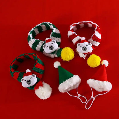 Adjustable Christmas Hat and Scarf for Dogs Up to 20kg