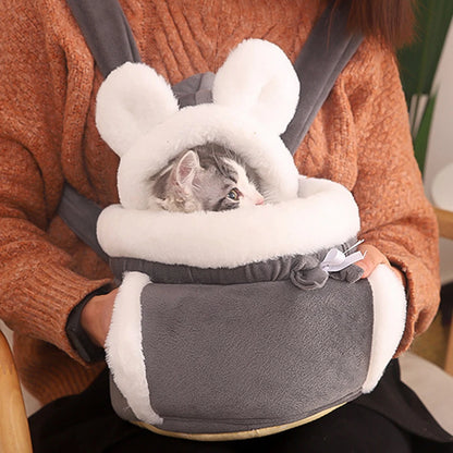 Warm Plush Cat Backpack Carrier for Travel and Outdoor Use
