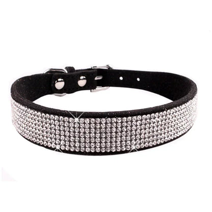 Glitter Rhinestone Dog Collar with Zinc Alloy Buckle for Small Pets