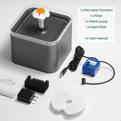 LED Water Fountain for Cats and Dogs with Recirculating Filter
