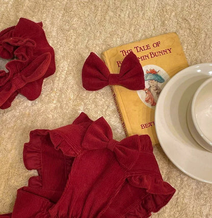 Winter Warm Dog Dress Set with Bow Knot for Small Breeds