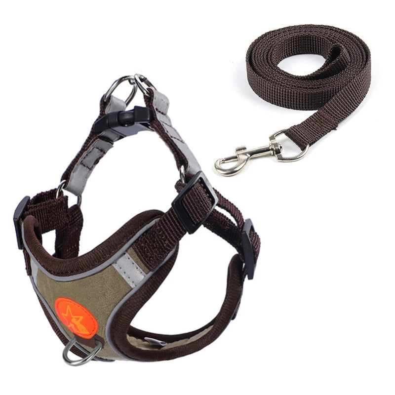 Reflective Chest Harness for Small Dogs with Traction Rope