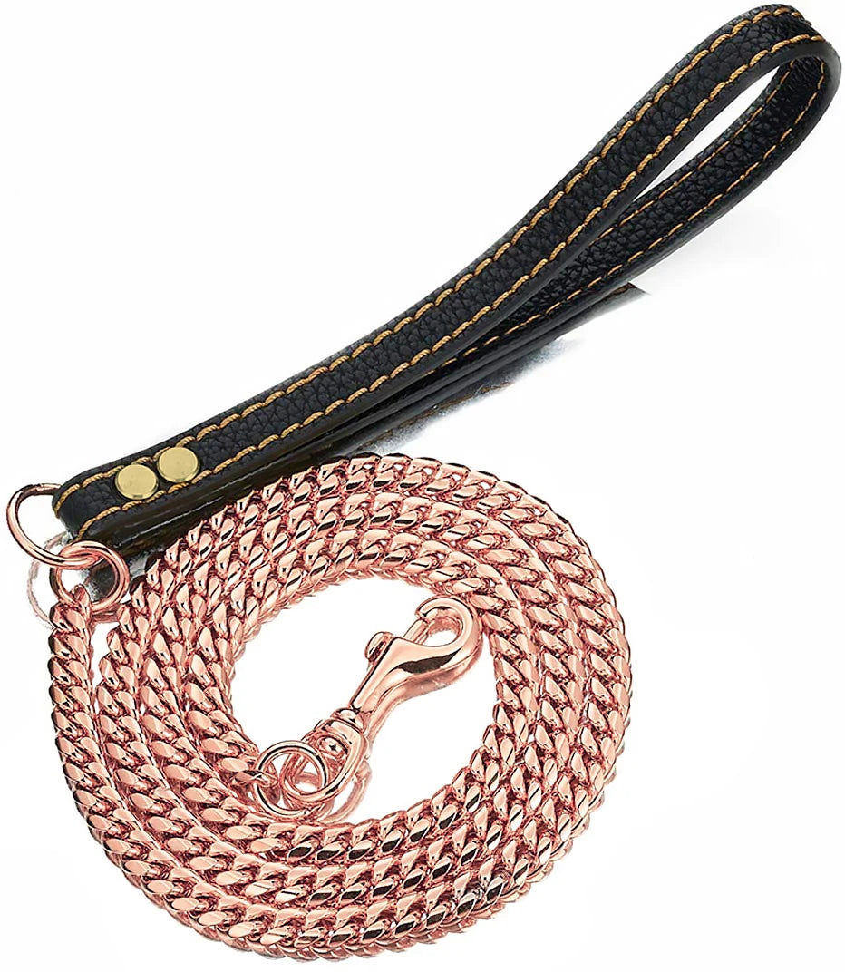 Gold Stainless Steel Chain Collar for Medium & Large Dogs