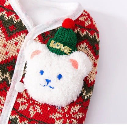 3D Bear Knit Sweater for Cats - Festive Winter Apparel