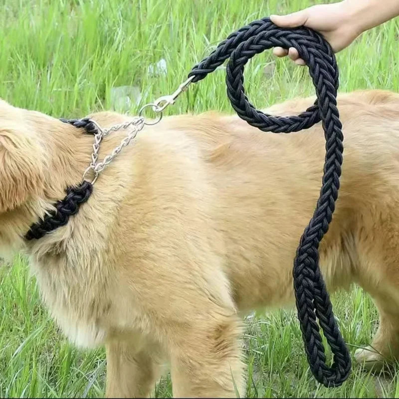 Nylon Braided Dog Leash for Large Breeds - Heavy Duty Walking Rope