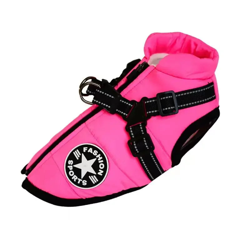 Waterproof Winter Dog Jacket with Harness for Large Breeds