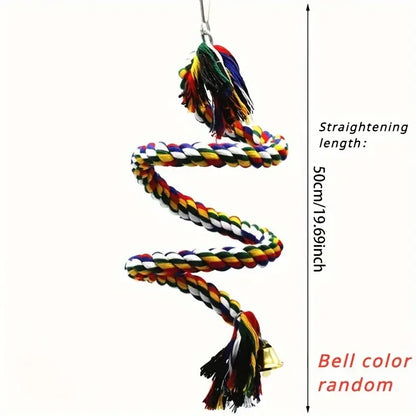 Hanging Braided Rope Bird Toy for Parrots and Small Birds