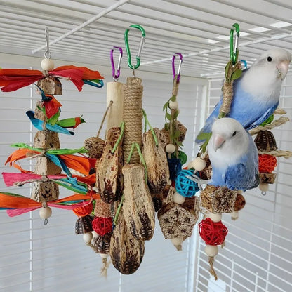 Stainless Steel Bird Toys with Chewable Acrylic Pots