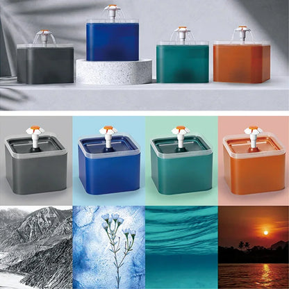 LED Water Fountain for Cats and Dogs with Recirculating Filter