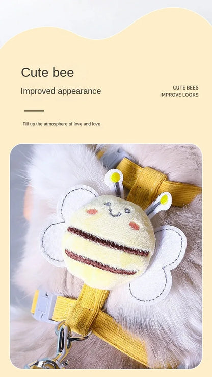Adjustable Cartoon Bee Pet Harness and Leash Set for Small Dogs