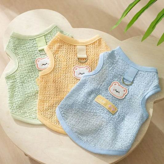Breathable Summer Dog Tank Top with Bear Patch