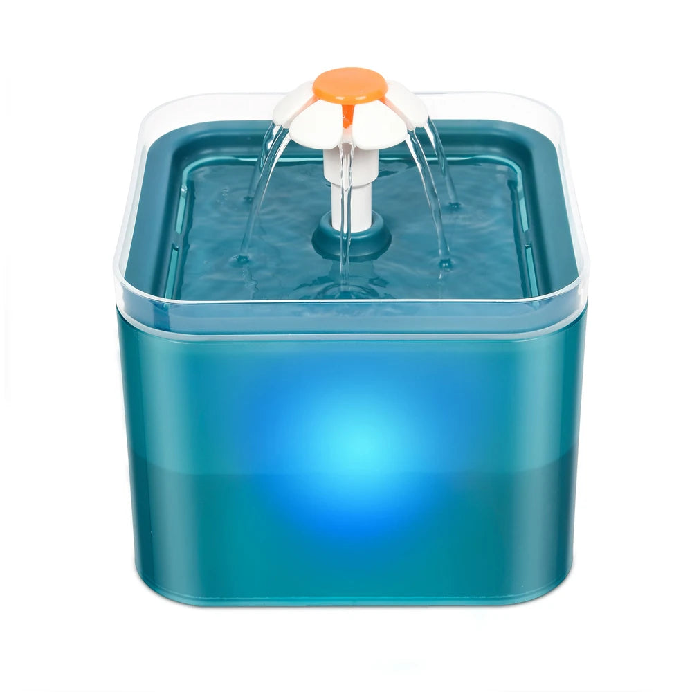 LED Water Fountain for Cats and Dogs with Recirculating Filter