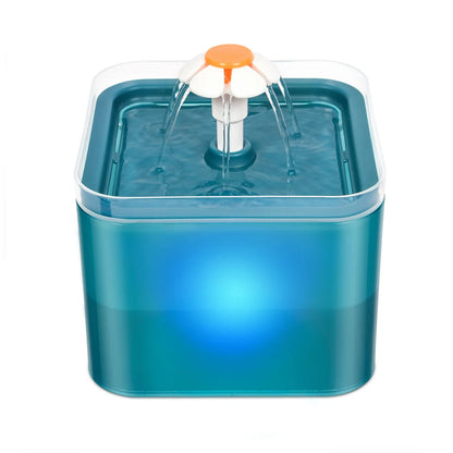 LED Water Fountain for Cats and Dogs with Recirculating Filter