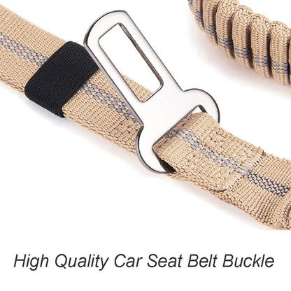 Heavy Duty Bungee Dog Leash with Car Seatbelt for Large Dogs