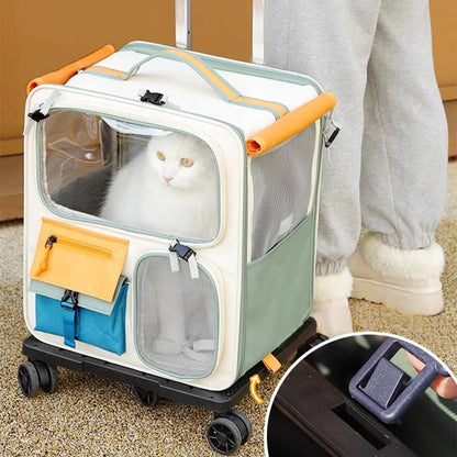 Portable Pet Trolley Backpack for Cats and Small Dogs