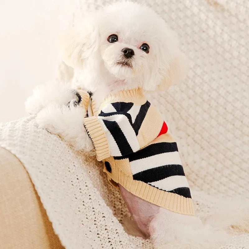 Striped Cardigan Sweater for Small Dogs and Cats