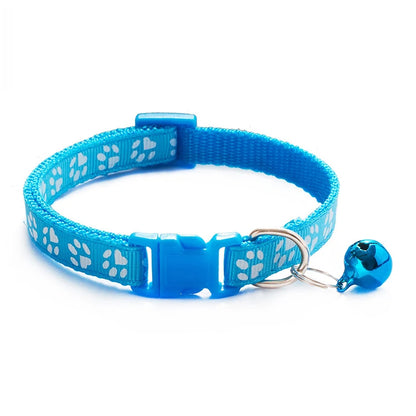 Dog Print Cat Collar with Bell - Multiple Color Options