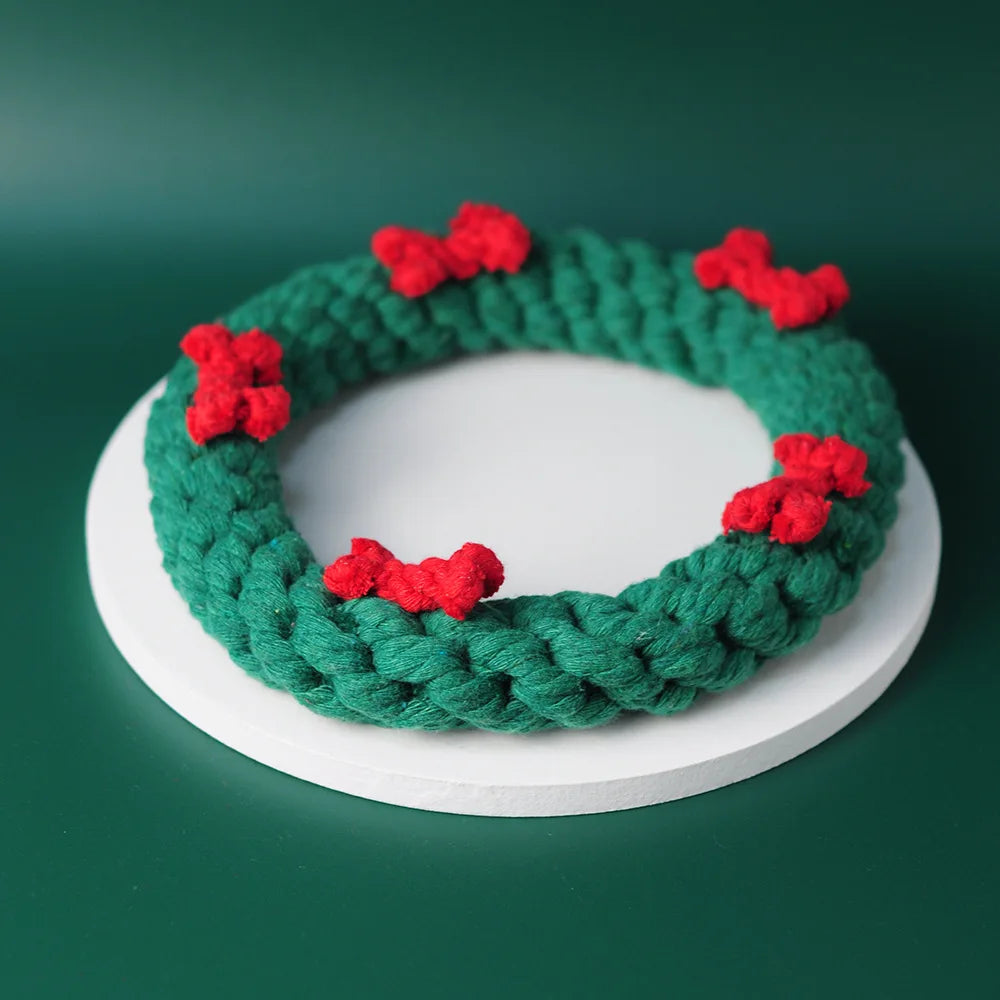 Christmas Cotton Rope Dog Toy Set - Bite-Resistant & Interactive