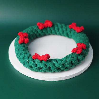 Christmas Cotton Rope Dog Toy Set - Bite-Resistant & Interactive