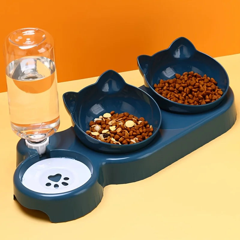 Cat Feeding Station with Bowls for Two Cats - Cute Design