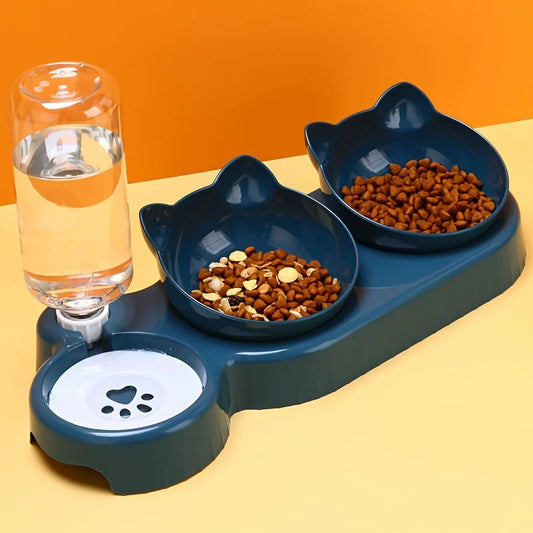 Cat Feeding Station with Bowls for Two Cats - Cute Design