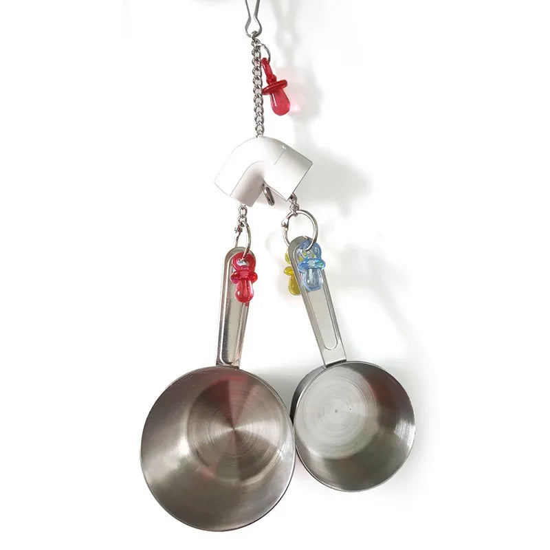 Stainless Steel Bird Toys with Chewable Acrylic Pots