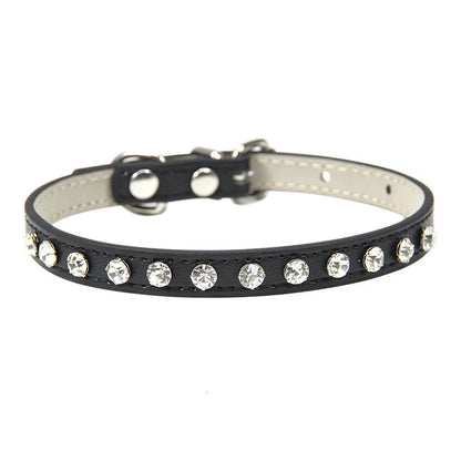 Rhinestone Cat Collar and Leather Dog Neck Strap