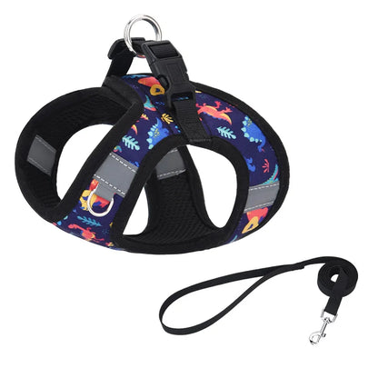 Printed 360° Fit Pet Harness with 1.5m Leash for Dogs & Cats