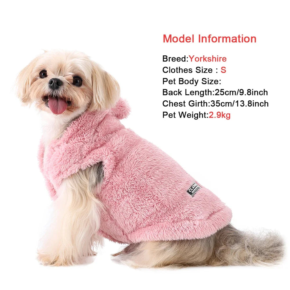 Fleece Hoodie for Small Dogs and Cats - Warm Winter Coat