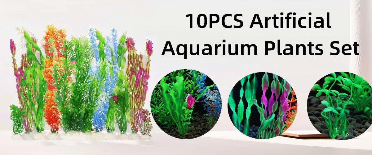 Artificial Aquarium Plants - 5/10pcs Decorative Seaweed Set