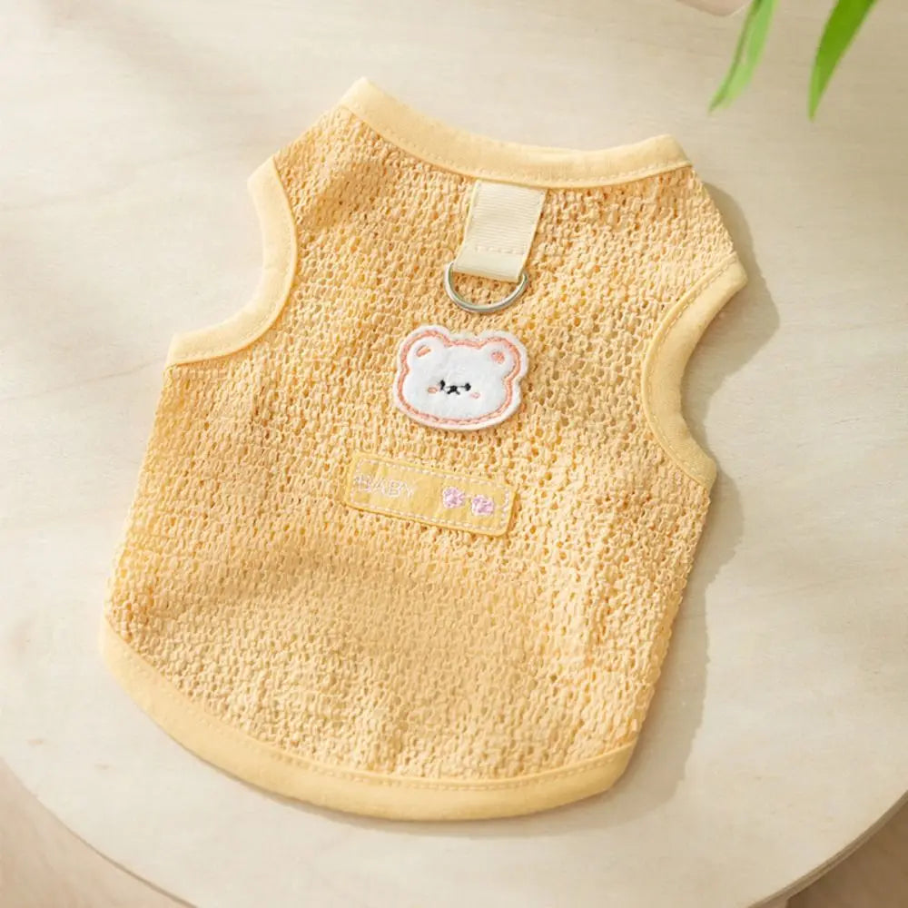 Breathable Summer Dog Tank Top with Bear Patch