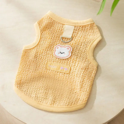 Breathable Summer Dog Tank Top with Bear Patch