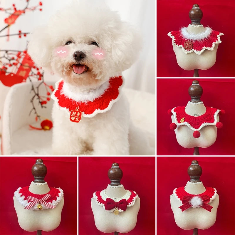 Christmas Cat Bow Tie Collar Scarf for Festive Pet Style