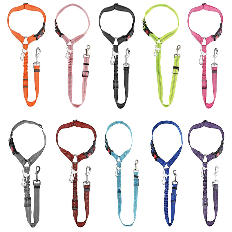 Adjustable Dog Harness and Car Seat Belt for Pets
