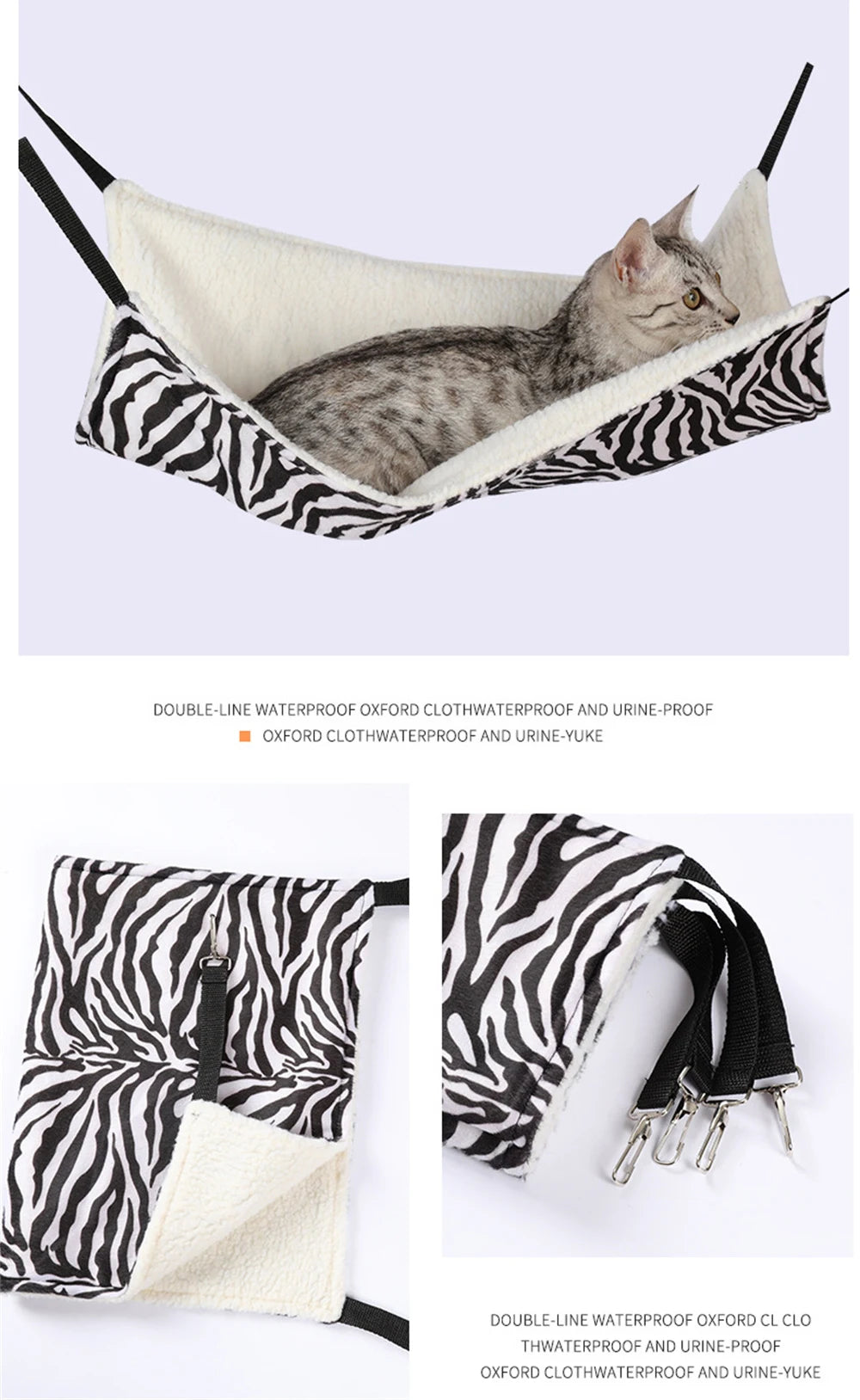 Warm Double Hammock Pet Bed for Cats and Small Animals