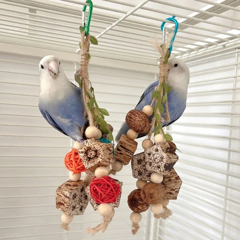 Stainless Steel Bird Toys with Chewable Acrylic Pots